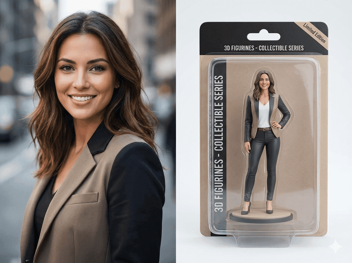 AI transforms a photo into a hyper-realistic 3D figurine