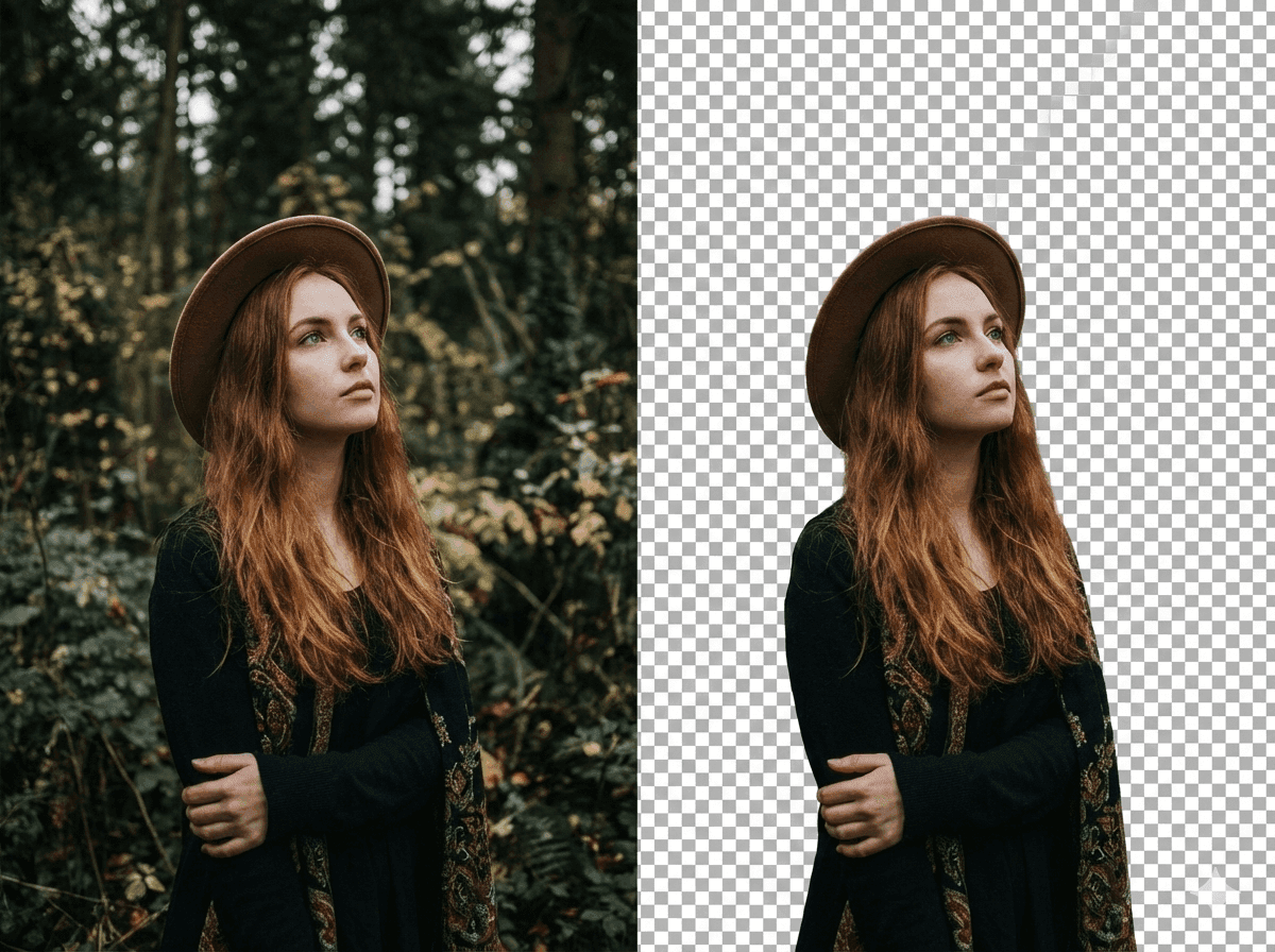 AI removes background from a portrait photo in seconds